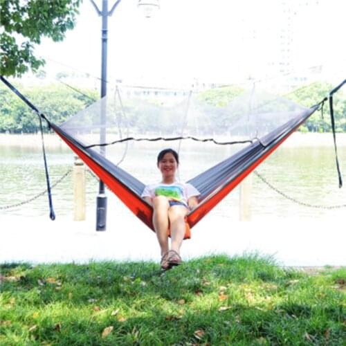 1-2 Person Portable Outdoor Camping Hammock With Mosquito Net High Strength Parachute Fabric Hanging Bed Hunting Sleeping Swing