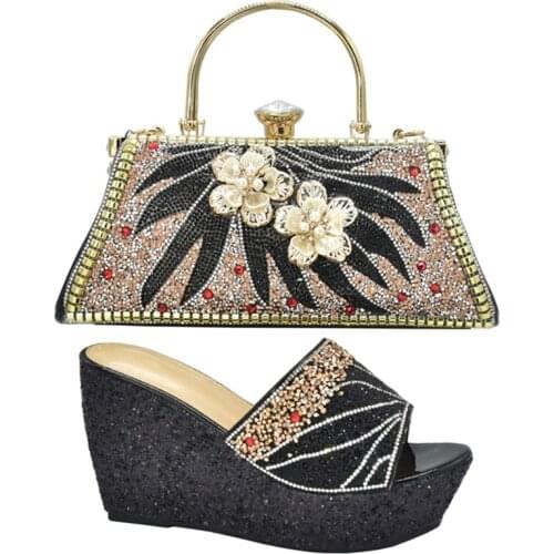 Latest Nigerian Women Party Pumps High Heels Shoe and Matching Bag for Nigeria Party African Shoes and Bag Set for Party Italian