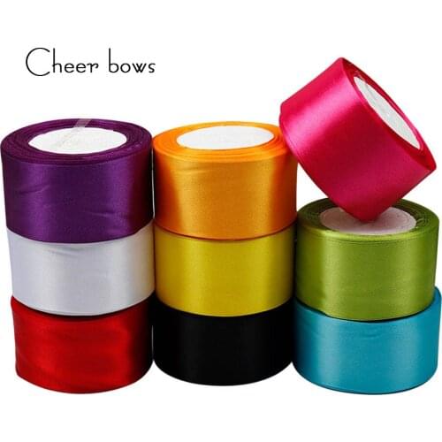 Cheer Bows Silk Satin Ribbon 50mm 25 Yards Solid Color Ribbons DIY Hairbows Handmade Crafts Decoration Materials Gift Wrapping