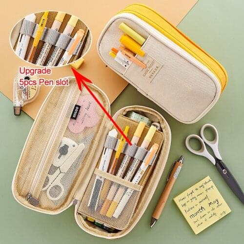 ANGOOBABY Foldable Pencil Case Big Capacity Pen Marker Holder Pouch Box Makeup Bag School Office Stationery Organizer Upgrade