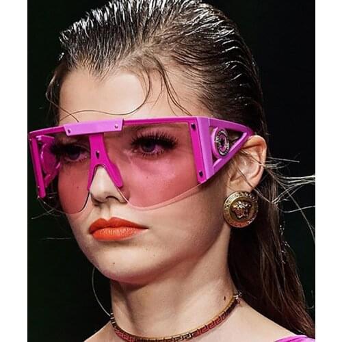 2021 Luxury Brand One Piece Shield Sunglasses For Women Vintage Rimless Oversize Square Sun GLasses Female Shades Men