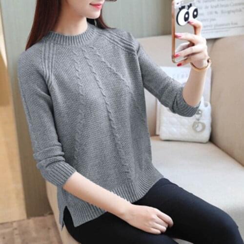 Women Autumn Winter Style Knitted Sweater Pullovers Lady Casual Solid Color O-Neck Pullovers Tops ZZ1030