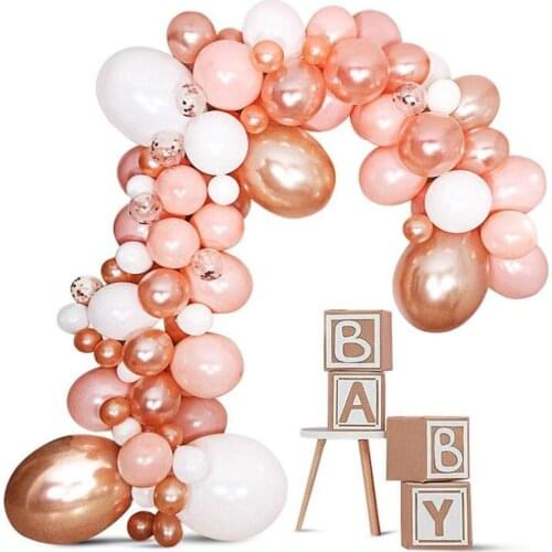 123pcs /set Pastel Rose Gold Pink Balloon Garland Arch Kit Anniversary Birthday Party Decorations Balloon Adult Baby Shower Girl