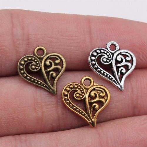 WYSIWYG 20pcs 15x14mm Small Heart Charm Tiny Heart Charm 3 Colors Heart Charm For Jewelry Making
