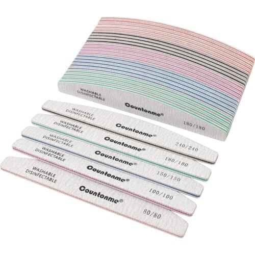 100Pcs Nail File 80/80 100/100 180/180 Sanding Buffer Block Thick Boat Trimmer Grey Nail Files For Gel Polishing Manicure Tools