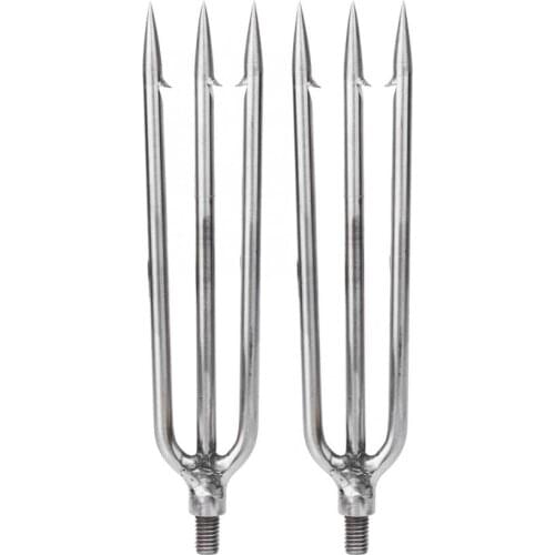 Fishing Tool 2Pcs 3 Prongs Fishing Harpoon Stainless Steel Fishing Spear Head With Hook Barbed Harpoon Sharp Fork Spearhead