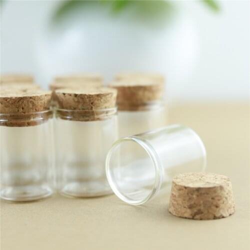 24pcs/lot 15ml 30mm*40mm Test Tube Cork Stopper Glass Bottle Spice Bottles Container Jars Vials DIY Craft