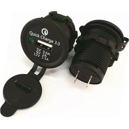 3.6A USB Quick Charge 3.0 12V-24V Car Charger Adapter Green light color for Motorcycle RV