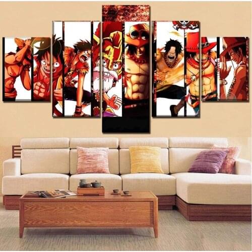 5 Piece Wall Art Canvas Anime Manga Pirate King Figure Pictures And Posters Home Living Room & Bedroom Decoration Paintings