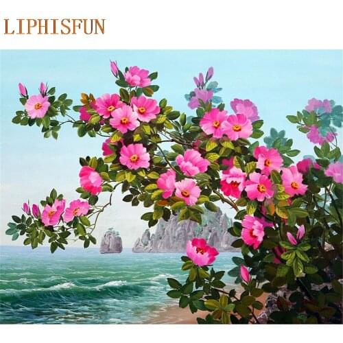 Diamond Painting Cross Stitch Full Square Round Picture of Rhinestone DIY Mosaic Embroidery Flower Sea New Year Gift