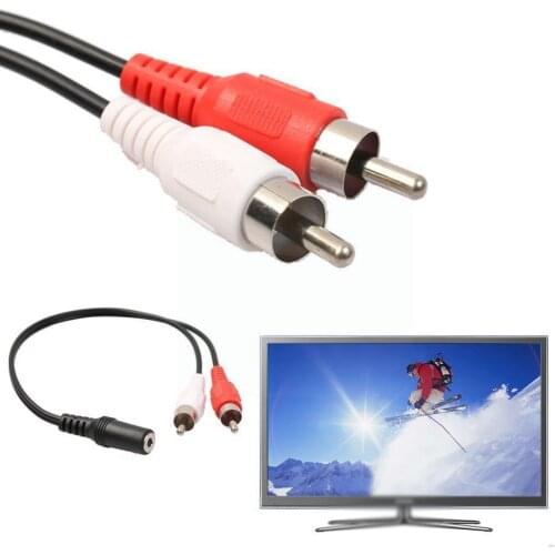 3.5mm Stereo Female To 2 Male RCA Jack Adapter Aux Y Splitter Audio Cable J4U5