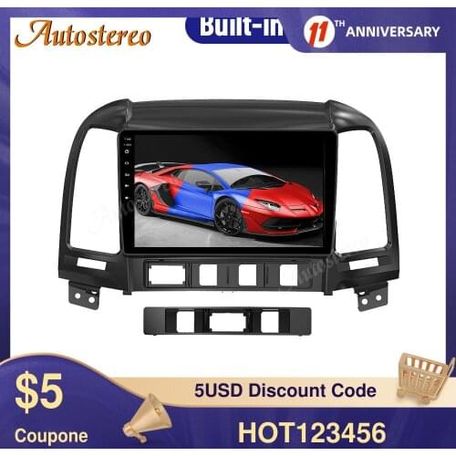 For Hyundai Santa Fe 2006-2011 2 Din Android 10.0 Car Multimedia player Car Radio Stereo GPS Navigation Head Unit Free Map
