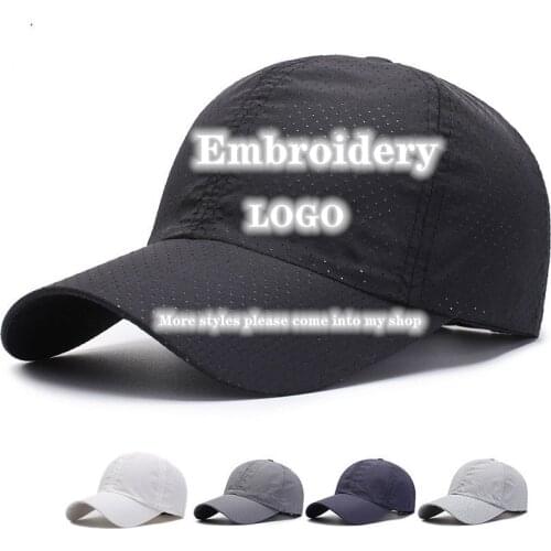 Embroidered Baseball Cap Quick Drying Hats Custom Logo Cap Unisex Breathable Sport Pure Color Snapback Hat Bone Baseball Hat