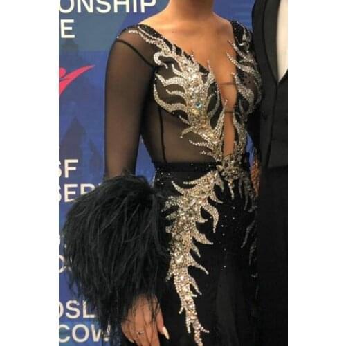 Women swing tango waltz Smooth us 8 dance competition dress Gradation ballroom dance dress res ballroom dance dress