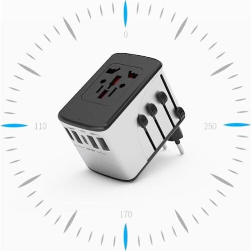 Travel Adapter International Universal Power Adapter All-in-one with 6.5A 4USB Type-C Worldwide Wall Charger for US/UK/EU/AU