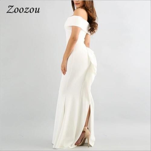 Elegant Mermaid Evening Mixi Dress For Women Off The Shoulder Elastic Slim Long Ladies Dress Chic Hem Formal Party Dress Custom