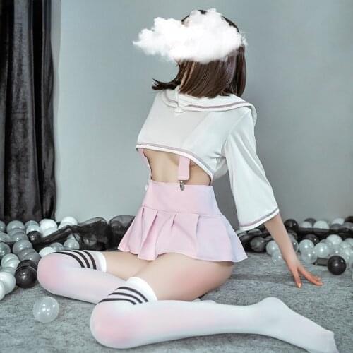 Erotic Lingerie School Girl Sexy Bodysuit and Cute Stockings Kawaii Student Bare Chest Anime Cosplay Costumes for Women Adult