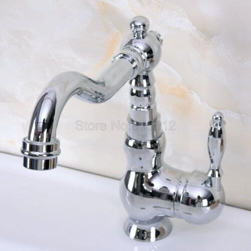 Deck Mount Chrome Bathroom Basin Faucet Shower Bath Faucets Vanity Vessel Sinks Mixer Tap Cold And Hot Water Tap tnf934