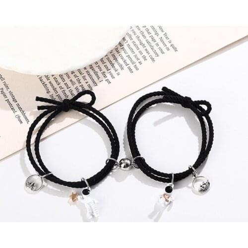 2 Pieces Exquisite Bracelet Magnetic Adsorption Alloy Adorable Spaceman Pendant Fashion Bracelet for Girls Choker Goth Aesthetic