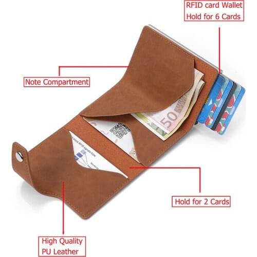 Bycobecy RFID Blocking Protection Card Holder Men id Credit Wallet PU Leather Metal Aluminum CreditCard Business Bank Card Case