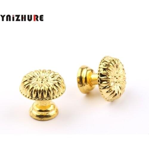 Ynizhure 2pcs 20*18mm Single Hole Zinc Alloy Cosmetic Case Mini Handle Furniture Knob Bedroom Drawer Pull Silver Antique Gold