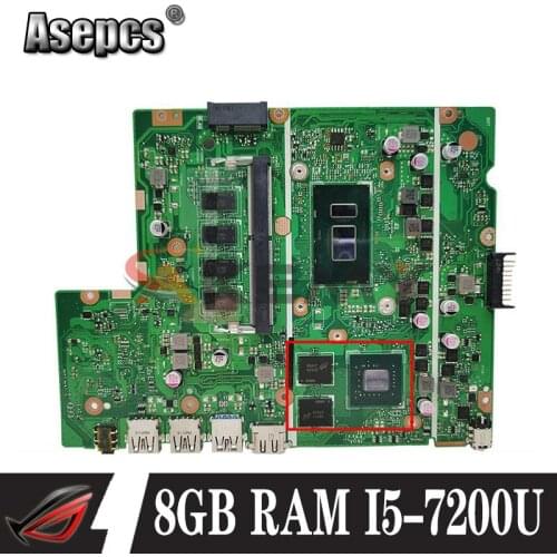 Akemy For ASUS X540UB X540UBR X540UV laptop motherboard mainboard X540UB original mainboard with I5-7200U CPU 8GB RAM 2GB-GPU