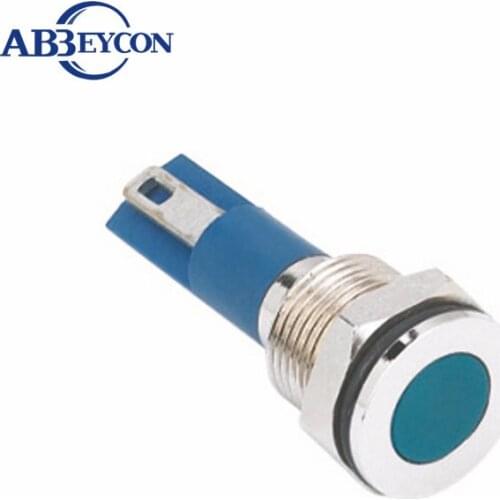 ABBEYCON Metal Indicator 14mm 2V/3V/6V/12V/24V/36V/110V/220V LED signal lamp flat round head light metal indicator light