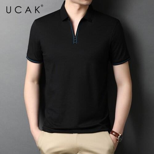 UCAK Brand Classic Solid Color Turn-down Collar Short Sleeve T-Shirts Summer New Streetwear Casual Cotton T Shirt Homme U5516