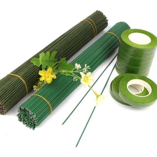 Unfinished Handmade Flower Floral Materials Tools Green Rod Tape Ribbon Leaf Children Crafts Accessories Scrapbook Home Art Deco
