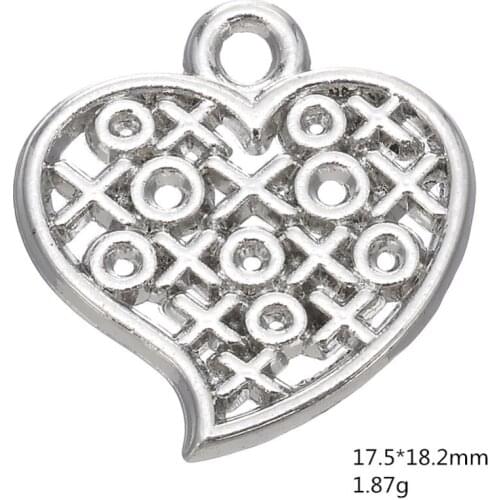 2021 New Hot Bulk charms Zinc Alloy Heart Hollow Out Word Charms XXOO Lover DIY Gift for Jewelry making