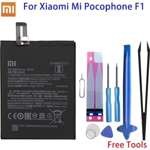 Xiao Mi Original Phone Battery BM4E for Xiaomi Mi Pocophone Poco F1 3900mAh Replacement Batteries Free Tools