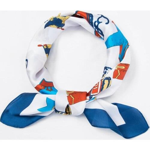 Luna&Dolphin Hair Band Small Square Scarf 70x70 Luxury Chiffon Silk Neckerchief Blue Pink Elegant Prince Lady Headband Bandana