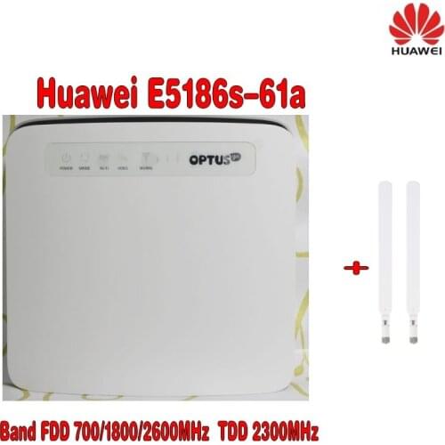 Yes optus logo)unlocked Huawei E5186 E5186s-61a 700/1800/2600MHz FDD 2300Mhz TDD wireless 4g 300M cpe wifi router+4G antenna