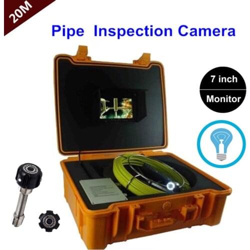 7'' Color TFT LCD Monitor Pipe&Wall Sewer Inspection Camera System 20M Cable 23MM Lens 12pcs White LED Light