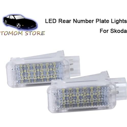 2pcs no error led footwell lights for Skoda Fabia Roomster Octavia MK3 5E Superb Yeti 5D car accessory trunk lamp White Red Blue