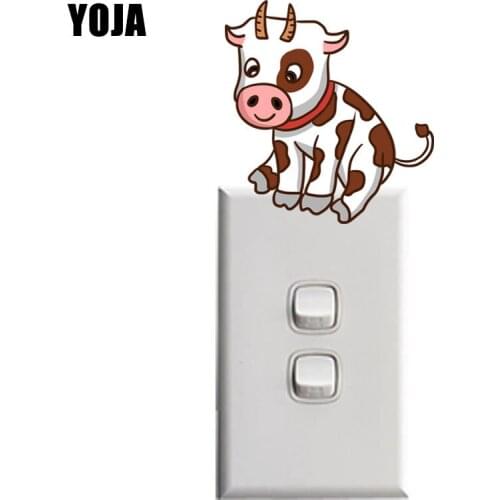 YOJA Hand-painted Cute Cow Colored Birds Decor Switch Wall Sticker Living Room Bedroom Decals 8SS0812
