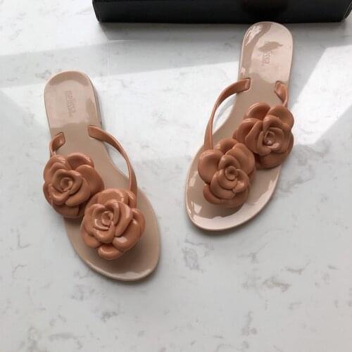 2019 New Women Melissa Slippers Jelly Shoes Non-Slip Beach Slippers 3D Flower Shoes Melissa Shoes