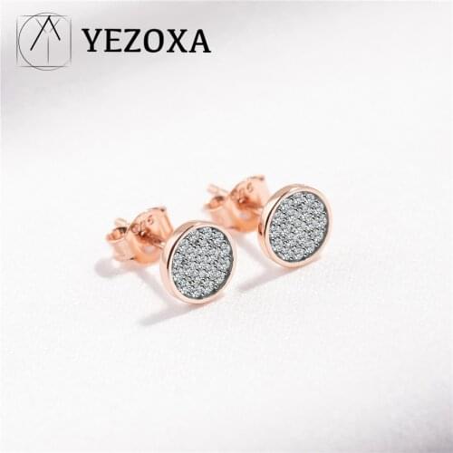 925 Sterling Silver Stud Earrings Classic Clear CZ Micro Pave Earrings For Women Anniversary Gifts Fine Jewelry Two-tone Plated