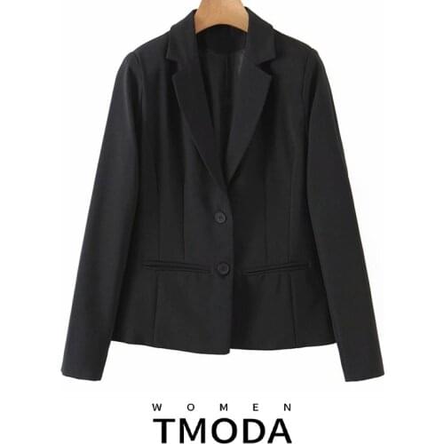 TMODA1736 2021 Summer Autumn Women Fashion Tide Coat Long Sleeve Black Single-breasted Blazer Loose Simple Jacket Female Tops
