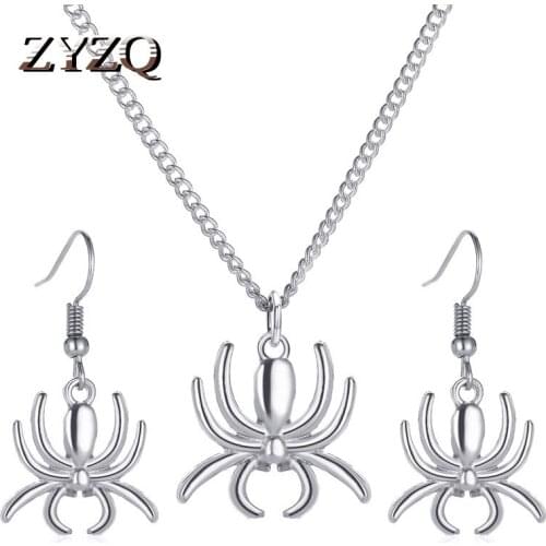 ZYZQ Punk Style Spider jewelry Set Dark Spider Earrings Halloween Couple Accessories