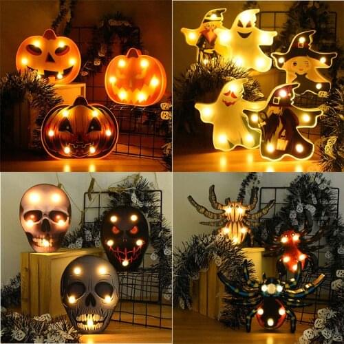 1pc Halloween Decoration Pumpkin Spider Bat Witch Ghost Skull Led Light Night Lamp for Home Party Decor Festival Bar Ornament