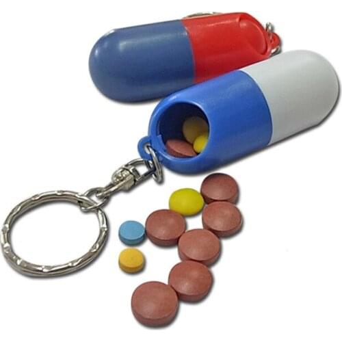 10PCS Portable Outdoor Traveling Capsule Pill Box With Keychain Mini Creative Plastic Medecine Box Illness people Pills Storage