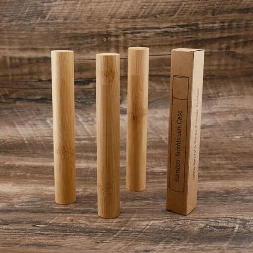 100pcs 16x2.6cm and 21x2.8cm Empty Bamboo Barrel Toothbrush Storage Boxes Container Cylinder Portable Bamboo Tube