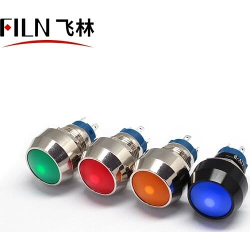 12mm 12V LED Latching Stainless Steel or zinc alloy aluminum metal Push Button Switch Single point illuminated push button