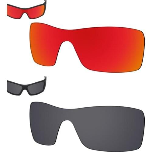 SmartVLT 2 Pieces Polarized Sunglasses Replacement Lenses for Oakley Batwolf-Orange Red and Solid Black