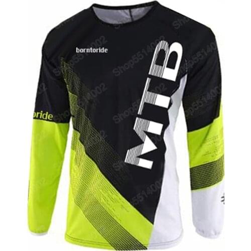 2019 Cycling Jersey Mens Mountain Bike Motocross Jersey long sleeve BMX DH MTB T-Shirt Downhill Tops Sports racing Black white