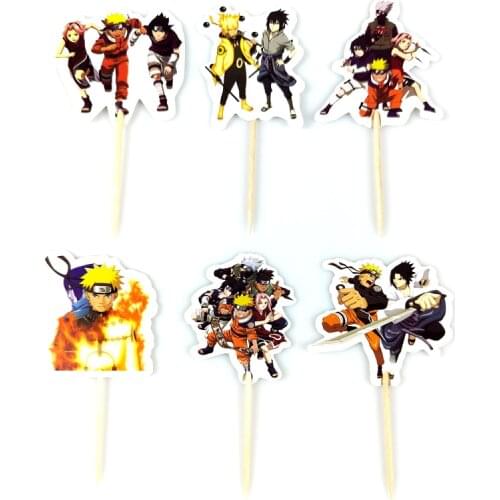 24pcs/lot Ninja Theme Happy Baby Shower Decorations Birthday Events Party Kids Boys Favors Cupcake Cake Toppers With Sticks