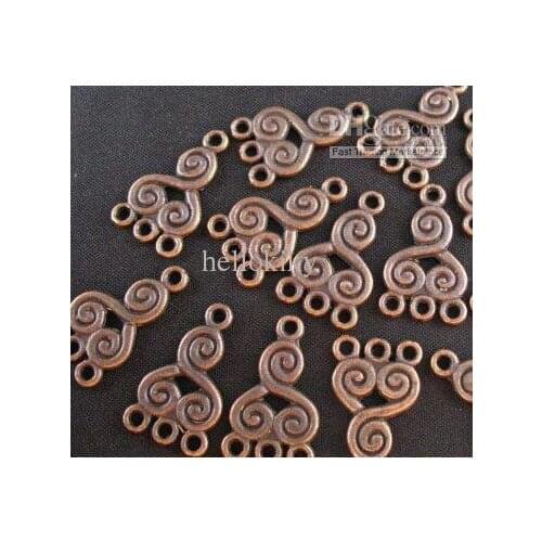540pcs Antiqued copper spiral 1-to -3 charms links A112C