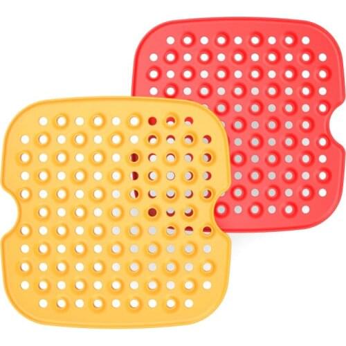 Air Fryer Square Baking Mat Reusable Air Fryer Liners Mat Non-Stick Steamers Pad BBQ Patty Maker Cookie Oven Kitchen Accessories