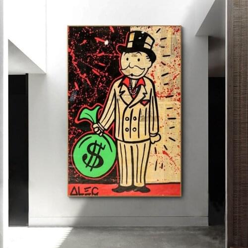 Alec Monopoly Moneky Bag Graffiti Art Paintings on the Wall Art Posters and Prints Richer Man Street Art Pictures Home Decor
